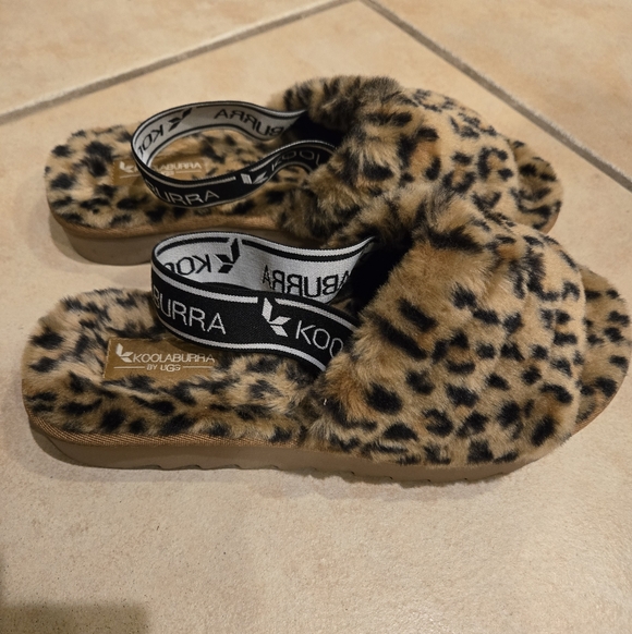 Koolaburra By Ugg Fuzz N ll Chetah Back Strap Slippers Sandals 8 - Picture 4 of 10